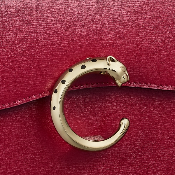 Panthère de Cartier mini top handle Cherry red calfskin, golden finish