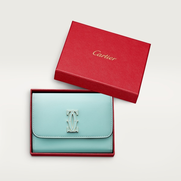 迷你皮夹，C de Cartier系列 薄荷绿色小牛皮，金色和薄荷绿色珐琅饰面