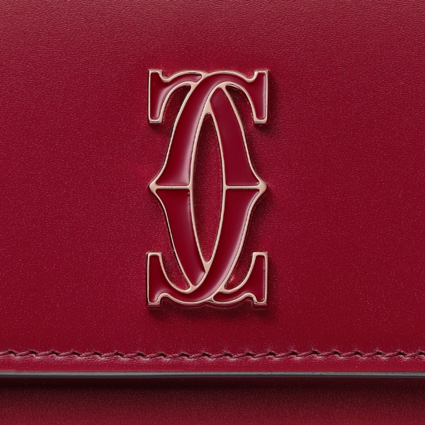 Mini wallet, C de Cartier Cherry red calfskin, gold and cherry red enamel finish