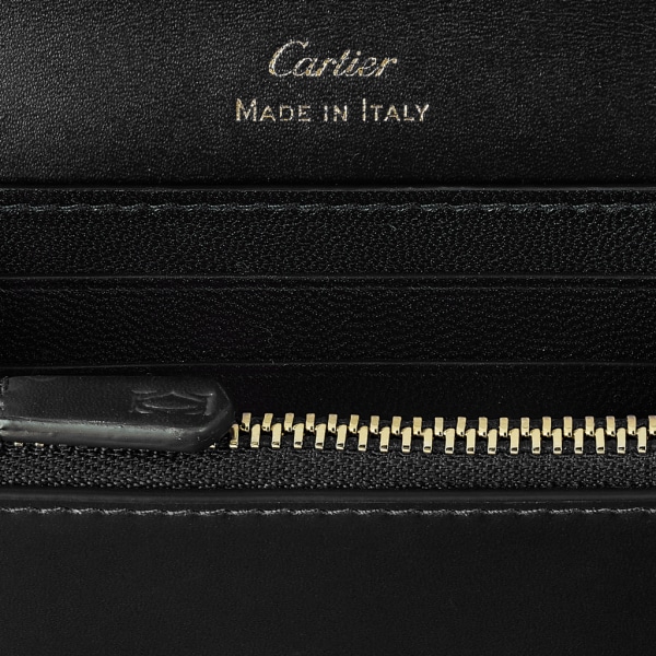 C de Cartier迷你皮夹 黑色小牛皮，镀金和黑色珐琅饰面