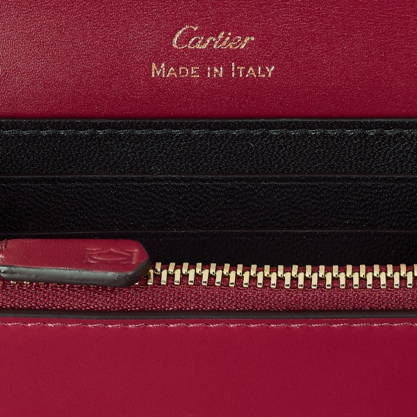 Mini wallet, C de Cartier Cherry red calfskin, gold and cherry red enamel finish