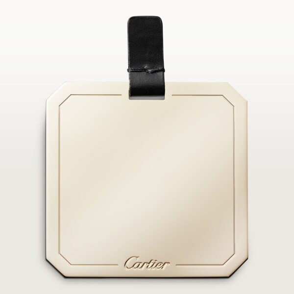 Small model chain bag, C de Cartier Black calfskin, gold and black enamel finish