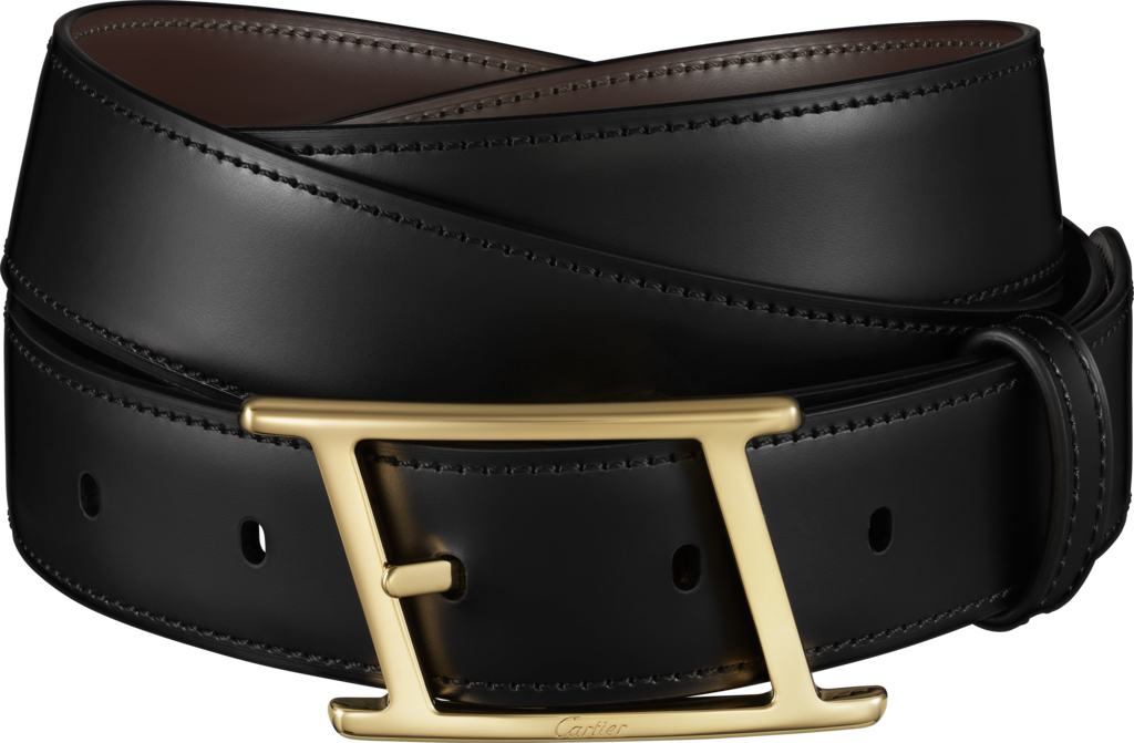 Tank Asymétrique de Cartier beltBlack cowhide, gold-finish asymmetric buckle