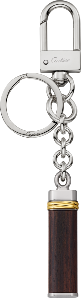 Louis Cartier Vendôme“蛇纹木”钥匙圈镀钯和镀金饰面金属，马卡萨乌木。
