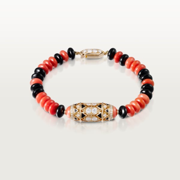 High Jewellery bracelet Rose gold, coral, onyx, black lacquer, diamonds