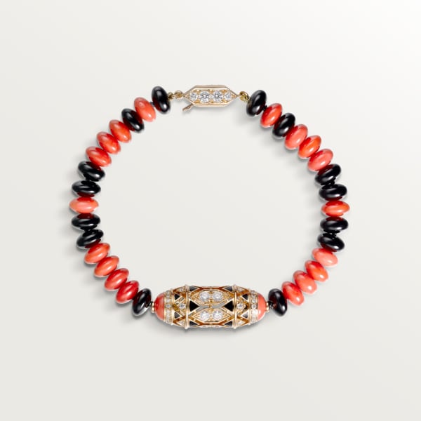 High Jewellery bracelet Rose gold, coral, onyx, black lacquer, diamonds