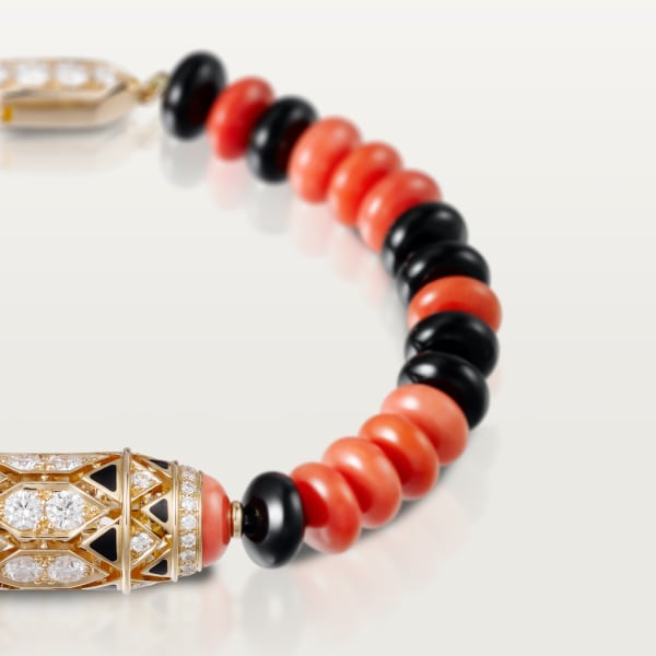 High Jewellery bracelet Rose gold, coral, onyx, black lacquer, diamonds