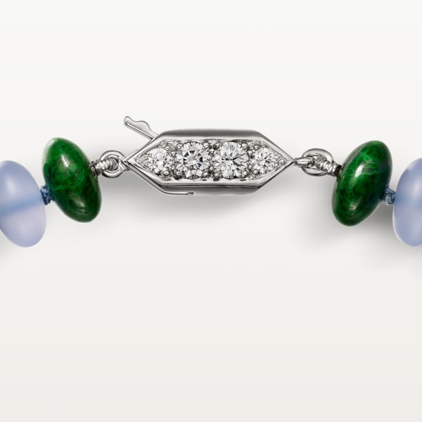 高级珠宝手镯 白金，玉髓，矽卡岩，绿松石，黑漆，凸圆形祖母绿，钻石