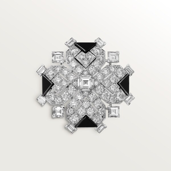 Geometry & Contrast brooch White gold, onyx, diamonds