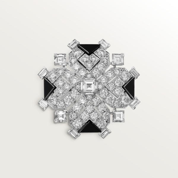 Geometry & Contrast胸针 白金，缟玛瑙，钻石