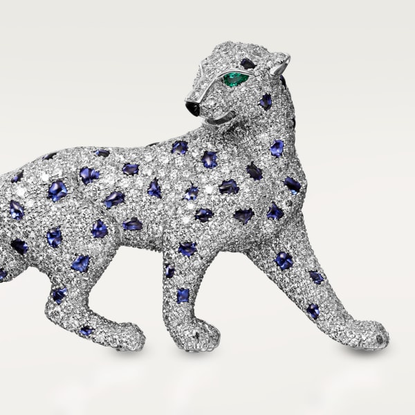 Panthère de Cartier brooch White gold, sapphires, emeralds, onyx, diamonds