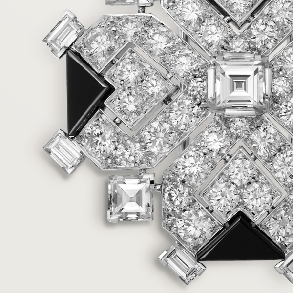 Geometry & Contrast brooch White gold, onyx, diamonds