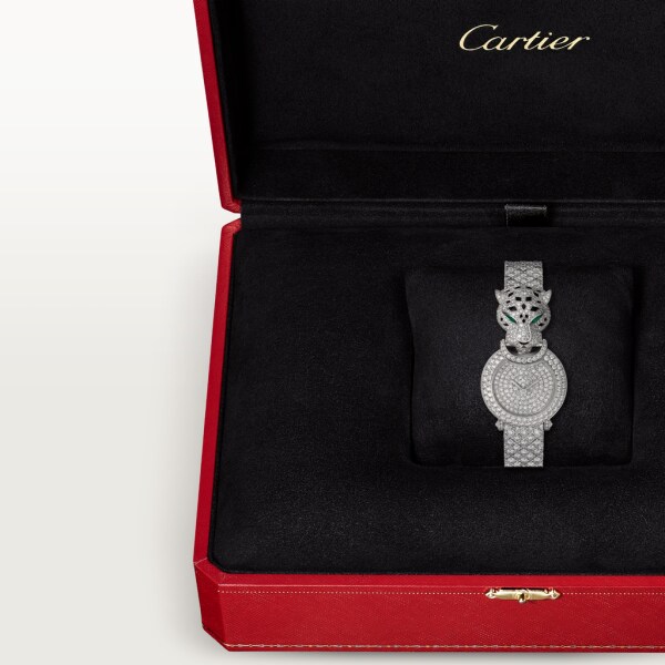 La Panthère de Cartier watch 23.6 mm, rhodium-finish white gold, diamonds