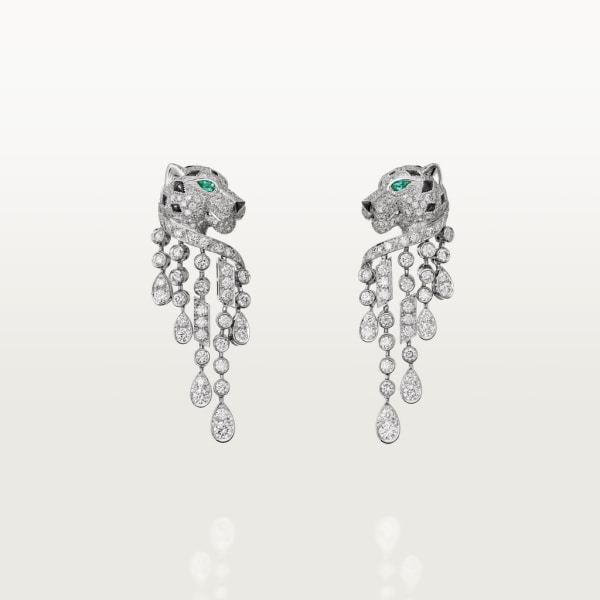 Panthère de Cartier earrings White gold, emeralds, onyx, diamonds