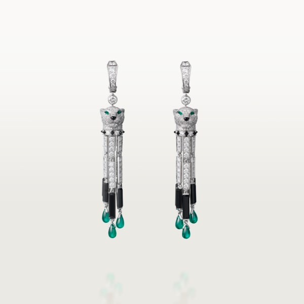 Panthère de Cartier earrings White gold, emeralds, onyx, diamonds