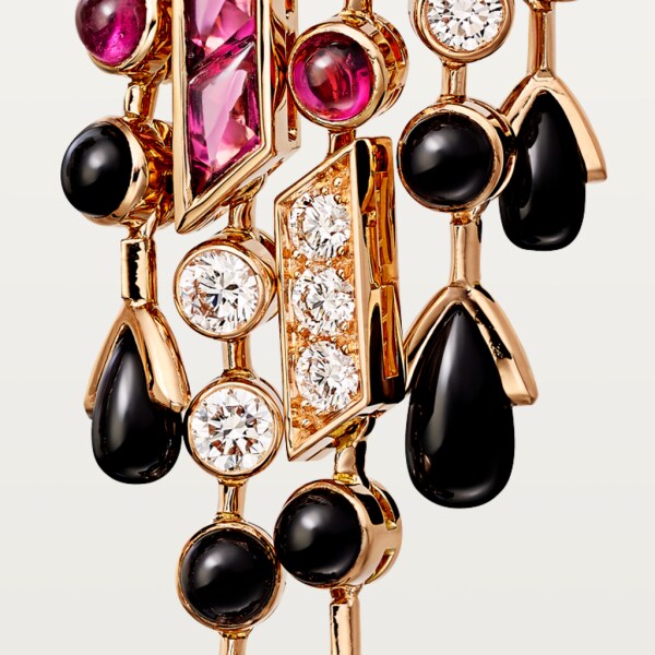 Panthère de Cartier earrings Rose gold, emerald, onyx, rubellite, diamonds