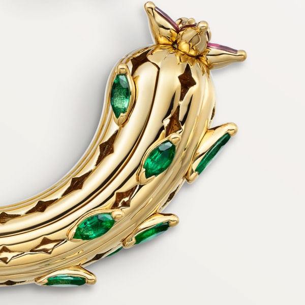 Cactus de Cartier earrings Yellow gold, emeralds, rubies, diamonds