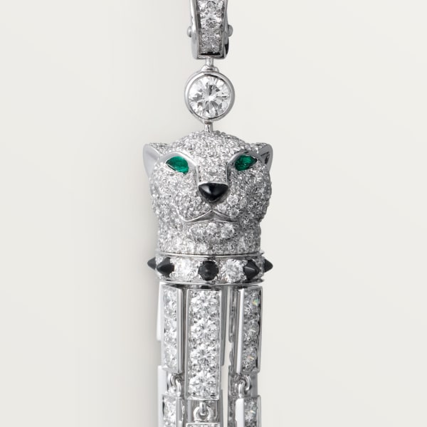 Panthère de Cartier耳环 白金，祖母绿，缟玛瑙，钻石