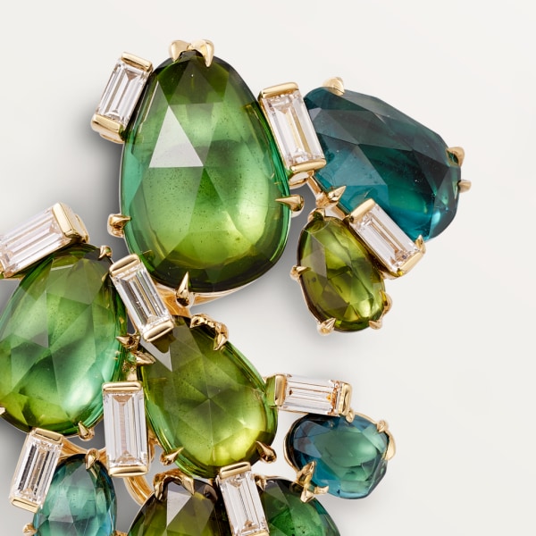 Cactus de Cartier earrings Yellow gold, tourmalines, diamonds