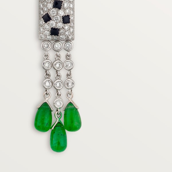 Panthère de Cartier耳环 White gold, emeralds, onyx, diamonds