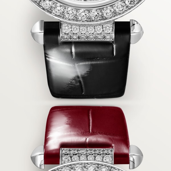 Pasha de Cartier watch 35mm, automatic movement, white gold, diamonds, leather