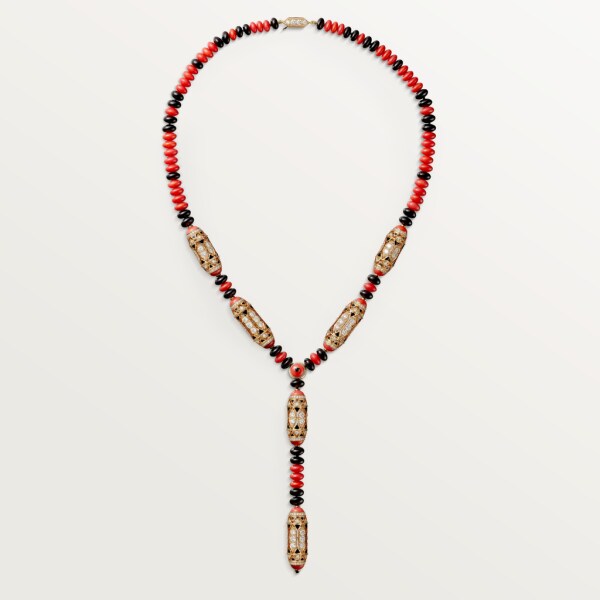 High Jewellery necklace Rose gold, coral, onyx, black lacquer, diamonds