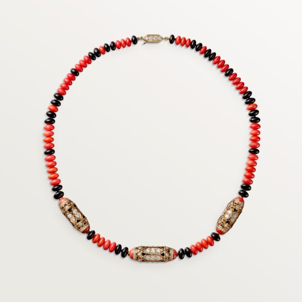 High Jewellery necklace Rose gold, coral, onyx, black lacquer, diamonds