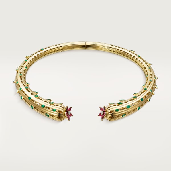 Cactus de Cartier项链 黄金，祖母绿，红宝石，钻石