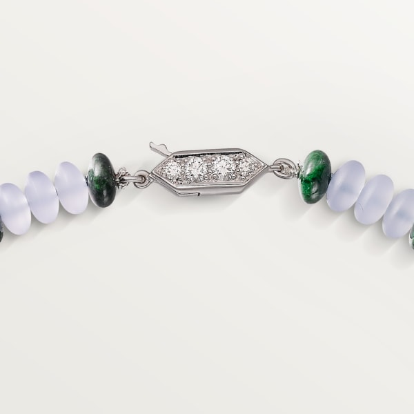 High Jewellery necklace White gold, chalcedony, skarn, turquoise, black lacquer, emerald cabochons, diamonds