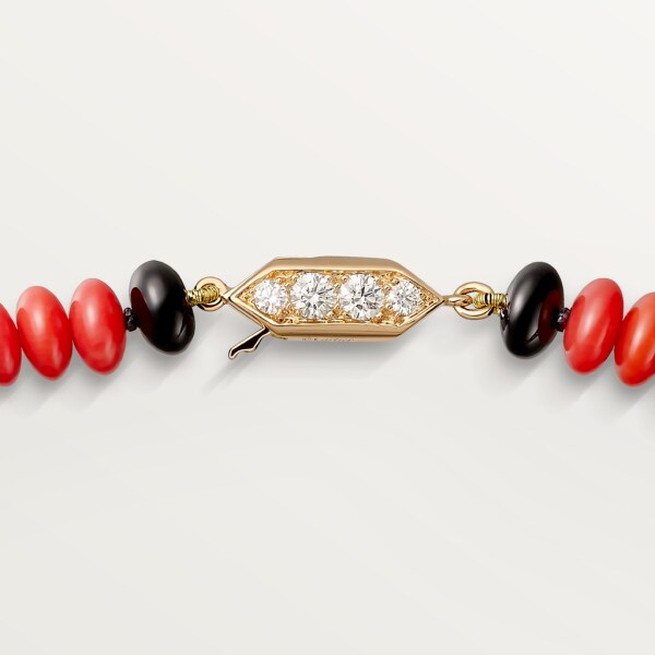 High Jewellery necklace Rose gold, coral, onyx, black lacquer, diamonds