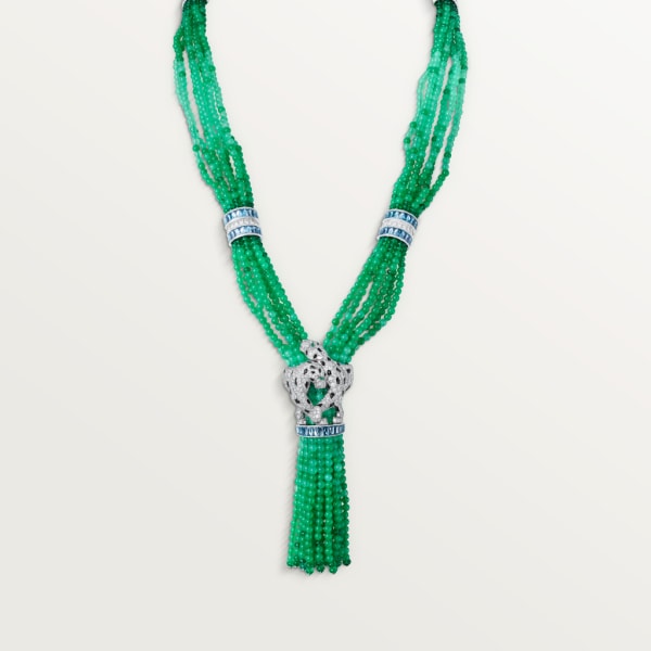 Panthère de Cartier项链 白金，缟玛瑙，祖母绿，绿玉髓，海蓝宝石，钻石
