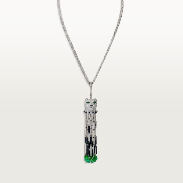 Panthère de Cartier项链 白金，祖母绿，缟玛瑙，钻石
