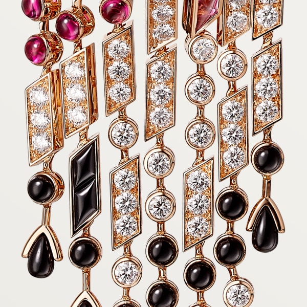 Panthère de Cartier项链 玫瑰金，祖母绿，缟玛瑙，红碧玺，钻石