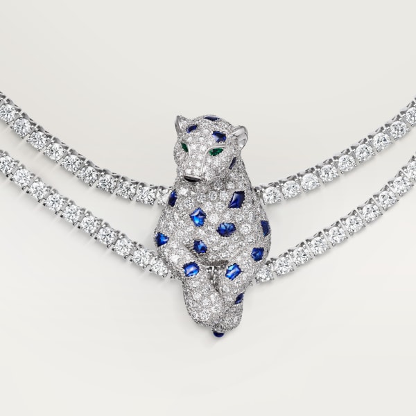 Panthère de Cartier necklace White gold, emerald, sapphire, onyx, diamonds