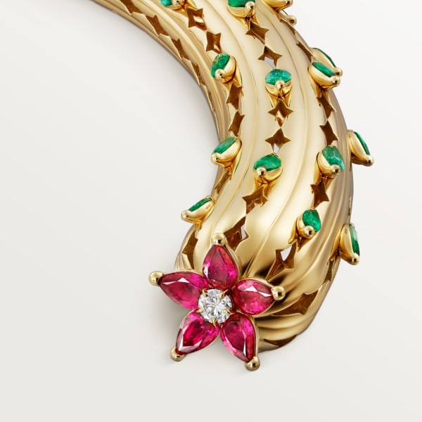 Cactus de Cartier necklace Yellow gold, emeralds, rubies, diamonds