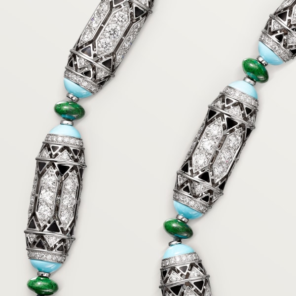 High Jewellery necklace White gold, chalcedony, skarn, turquoise, black lacquer, diamonds