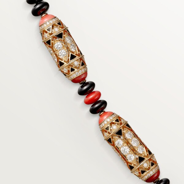 High Jewellery necklace Rose gold, coral, onyx, black lacquer, diamonds