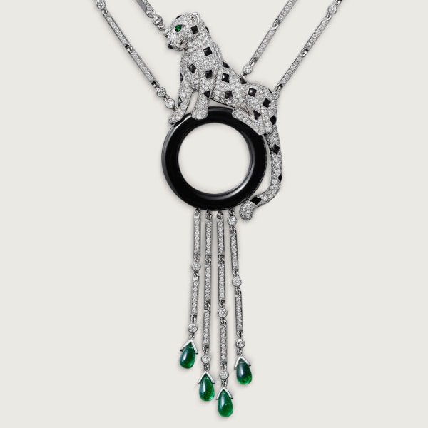 Panthère de Cartier项链 白金，缟玛瑙，祖母绿，钻石
