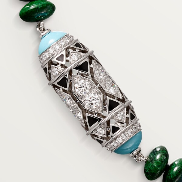 High Jewellery necklace White gold, chalcedony, skarn, turquoise, black lacquer, diamonds