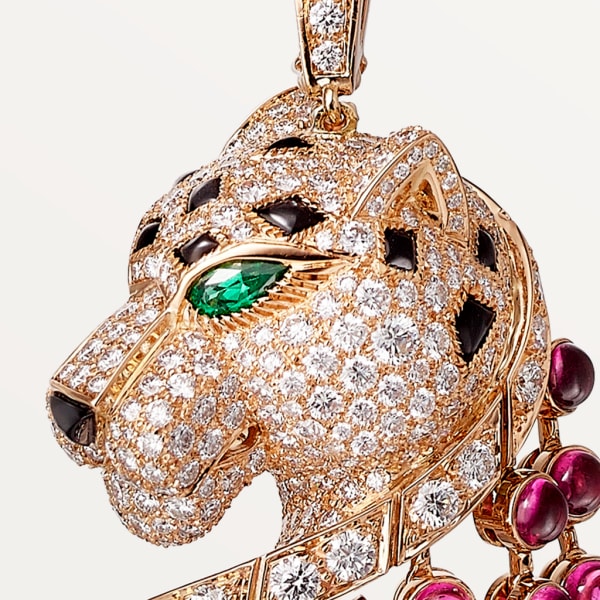 Panthère de Cartier necklace Rose gold, emerald, onyx, rubellite, diamonds