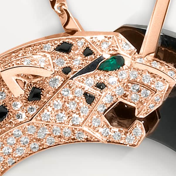 Panthère de Cartier项链 玫瑰金，精密陶瓷，祖母绿，缟玛瑙，钻石