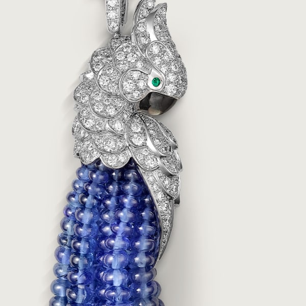 Les Oiseaux Libérés项链 白金，蓝宝石，祖母绿，珍珠母贝，钻石