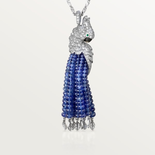 Les Oiseaux Libérés项链 白金，蓝宝石，祖母绿，珍珠母贝，钻石