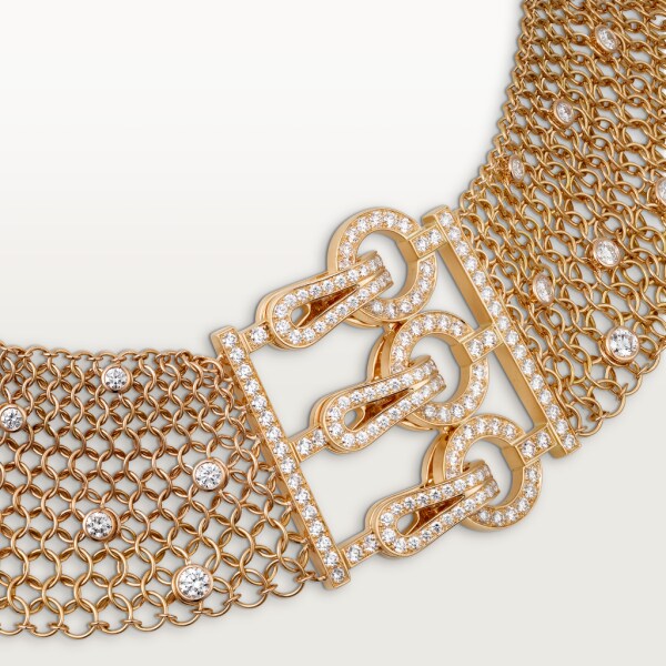 Agrafe necklace Rose gold, diamonds