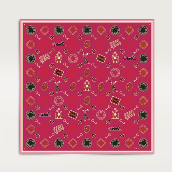 Diabolo de Cartier square 90 Fuchsia silk twill