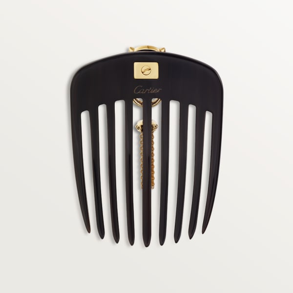 La Panthère ornament hairbrush Yellow gold, tsavorite, black lacquer, buffalo horn