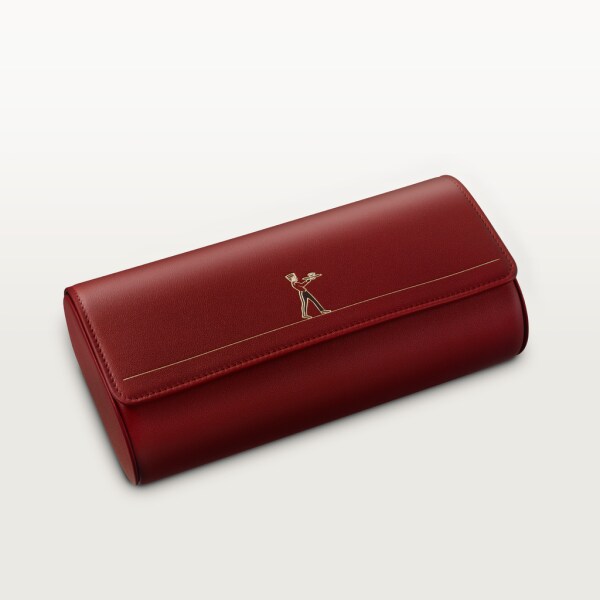 CROG000668 - Diabolo de Cartier jewellery travel case - Red calfskin -  Cartier