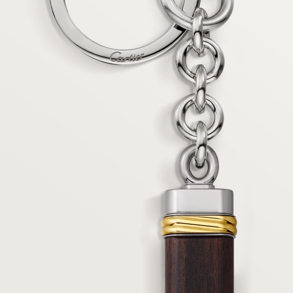 Louis Cartier Vendôme“蛇纹木”钥匙圈 镀钯和镀金饰面金属，马卡萨乌木。