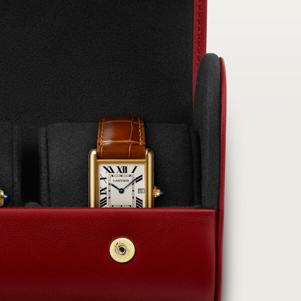 Diabolo de Cartier 3枚腕表旅行收纳盒 红色小牛皮