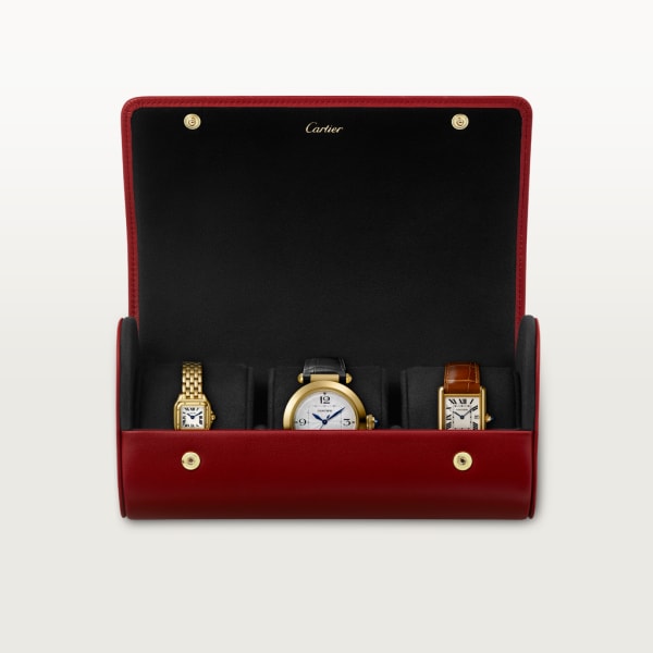 Diabolo de Cartier 3 watch travel case Red calfskin
